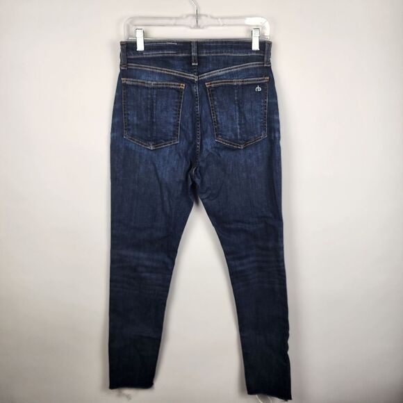 RAG BONE NINA HIGH RISE ANKLE SKINNY DENIM JEANS WOMEN 29 KAYT DARK WASH RAW HEM - Picture 6 of 7